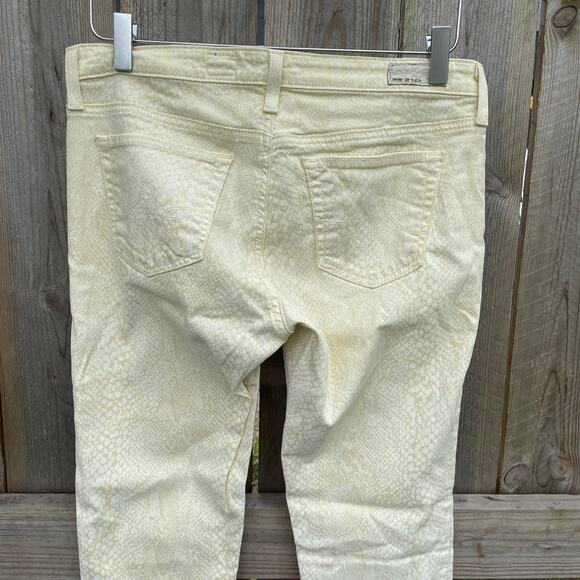 Adriano Goldschmied The Legging Super Skinny Ankle Jean Snake Print Yellow Sz 29 - Picture 4 of 10